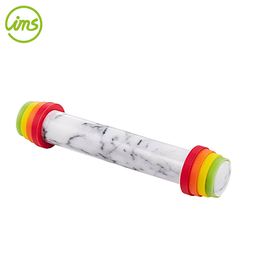 Adjustable Marble Rolling Pin with Silicone Guide Rings 30cm